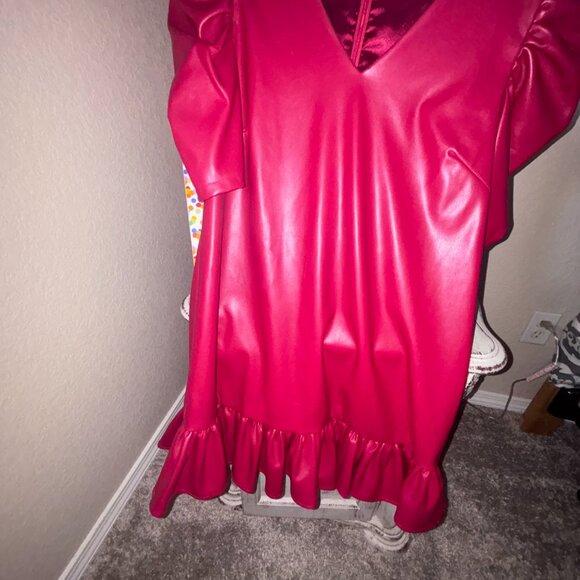 Red Leather Dress - Picture 3 of 5